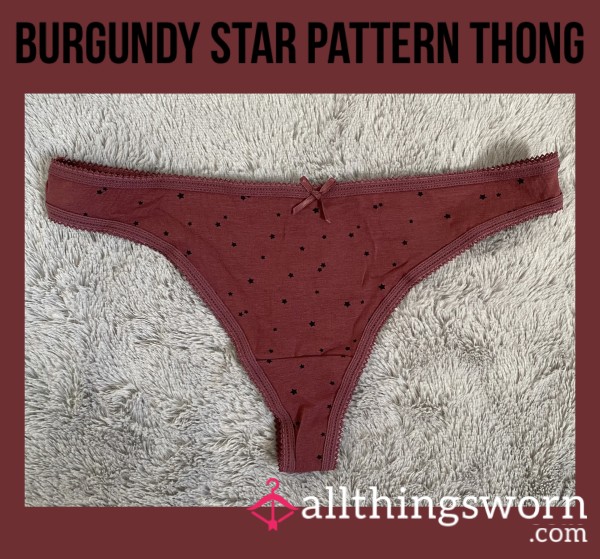 Burgundy Star Pattern Thong⭐️