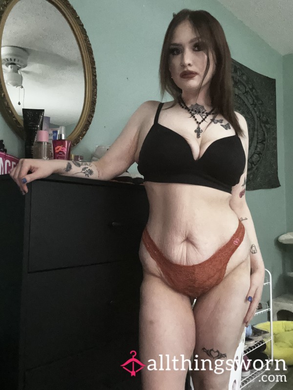 Burnt Orange Lace Thong ( VS )