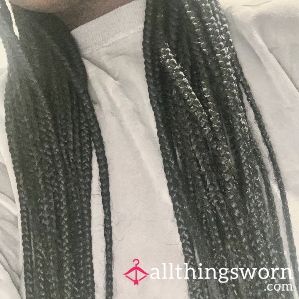 Bu*t Length, Well-worn, Sweaty, Scalp, Ragged Braided Hair Extensions