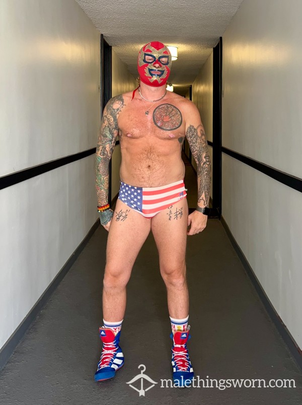 CA-RIO-CA (Brazil) Sunga/Swim Brief, USA Flag, Size M