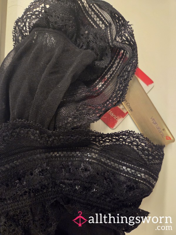 Cabin Crew, Black Hold Ups, Juicy And Fruity, Freshly Worn With Ladders!