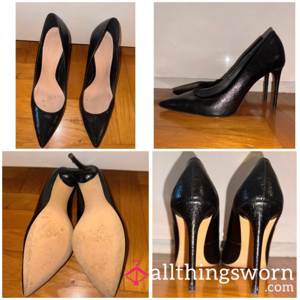 Black Leather High Heels