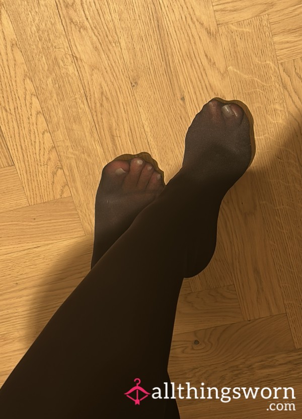 Cabin Crew Worn And Ripped Black Nylons