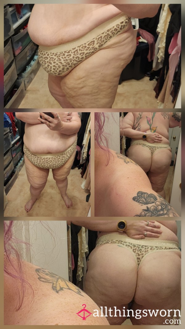 Call Me A Cougar But I'm In A Tan Cheetah Print Thong Size 26/28