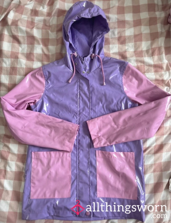 Calling Raincoat Lovers! 🩷💜🩷💜 Selling My Shiny Raincoat Size XS To Be Cherished And Christened!