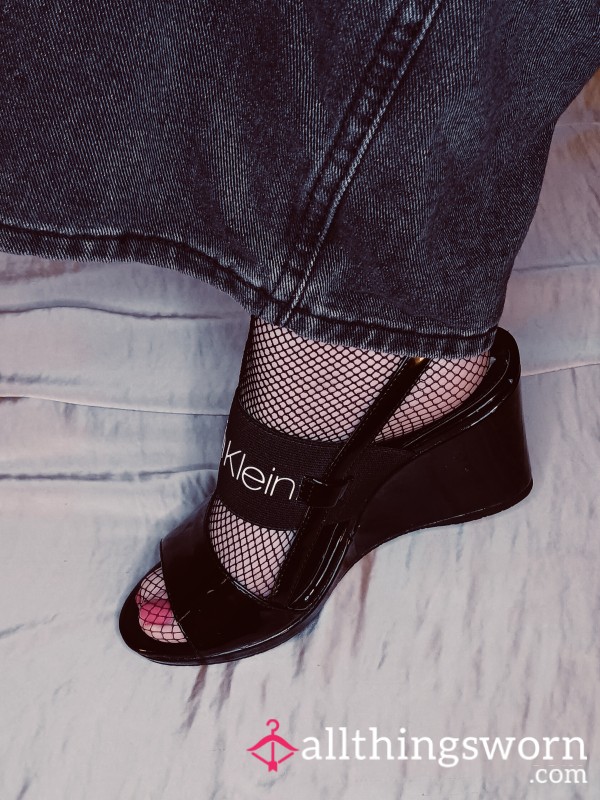 Calvin Klein Black Wedge Heels – Size 7.5