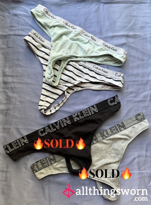 2 Day Worn Calvin Klein Cotton Thongs Old & Worn