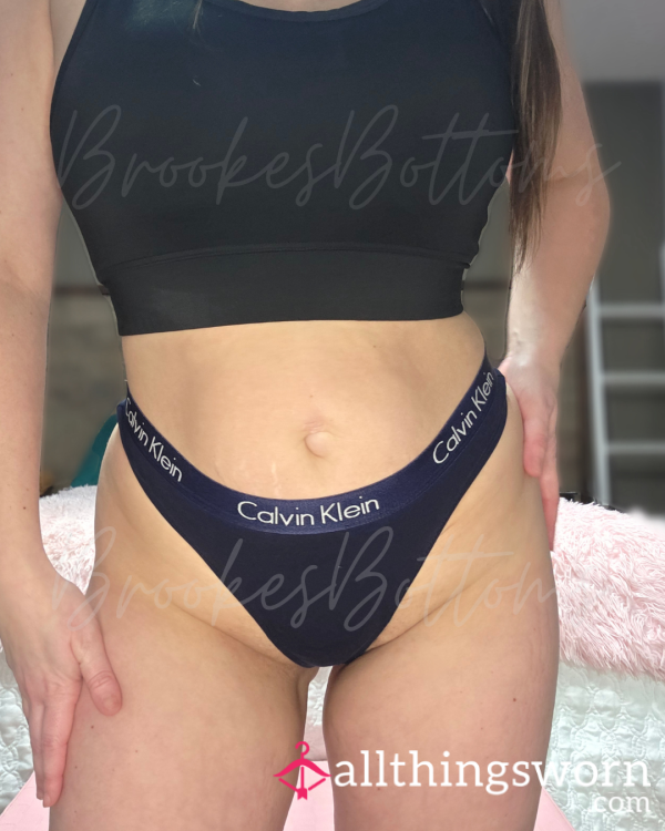 Calvin Klein: Navy Blue Thong 💙  Worn 48hr Upon Purchase Or However You'd Like 😈