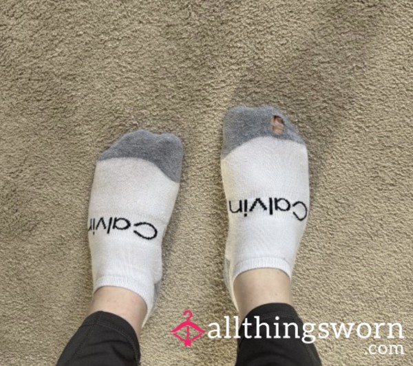 Calvin Klein White Trainer Socks Worn For 7 Days