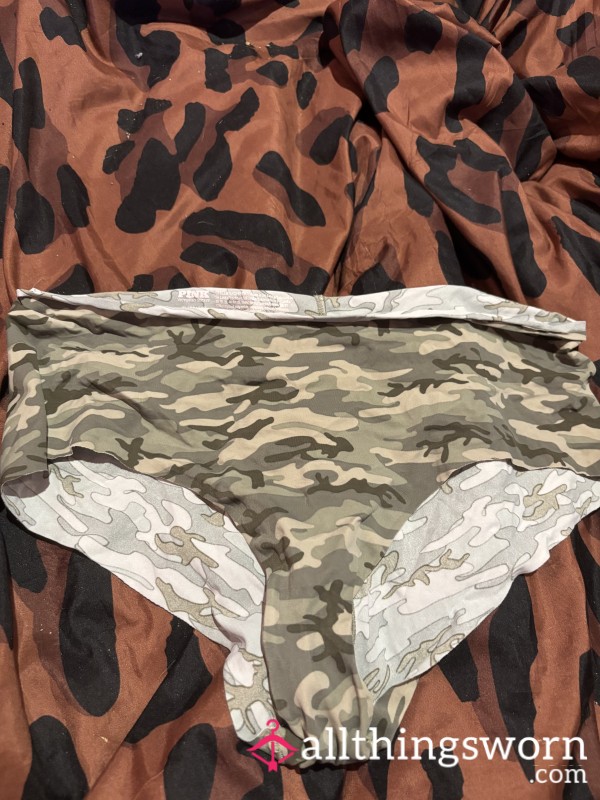 Camo/Army VS Nylon Panties. PLAYED IN & SMELLS LIKE ME🙈😈