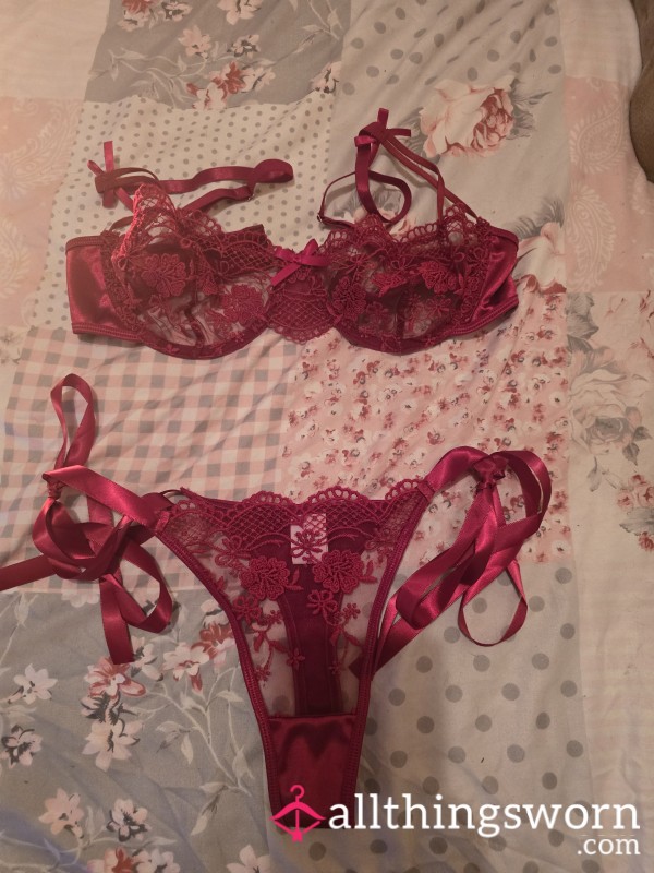 Candy Apple Red Thong And Bra Set