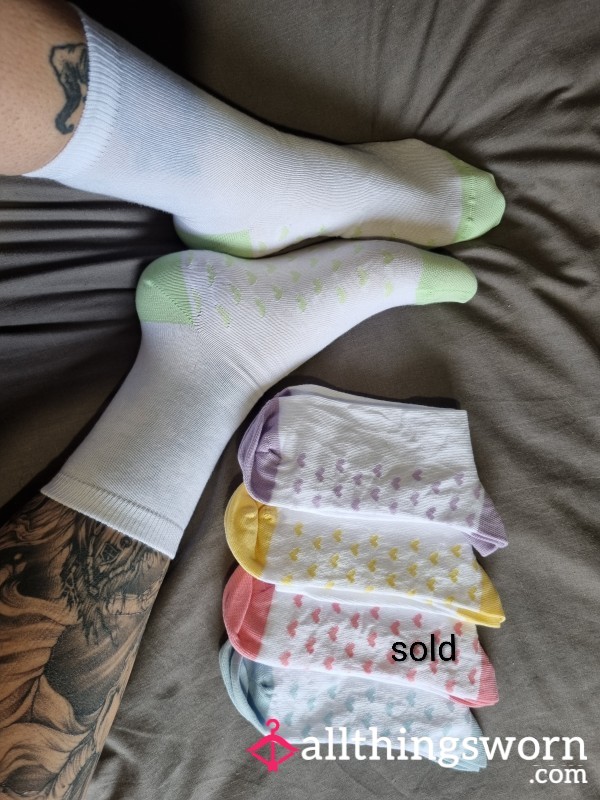 Candy Coloured Heart Crew Socks