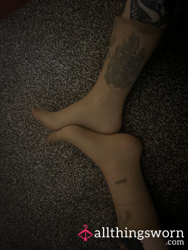 Caramel Glossy Ankle High Socks