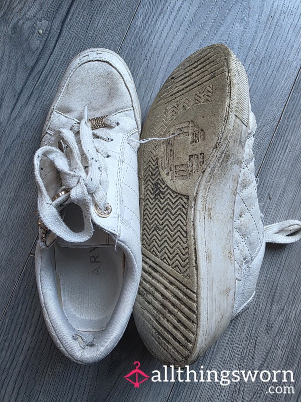 Dirty White Trainers 😈 Worn All Day, Sweaty & Soft Inside