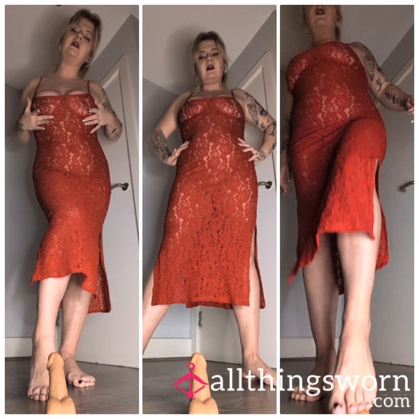 CBT And Foot Tease From Miss Horn In Red Lace Dress