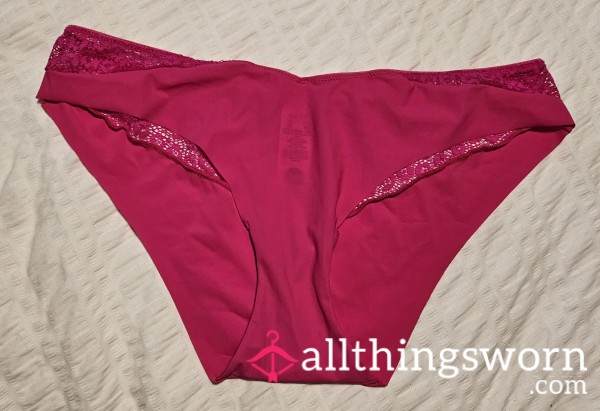 💖 Cerise Pink Cotton And Lace Full Back Panties 💖