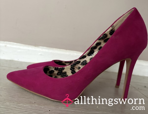 Cerise Suede Stiletto High Heels