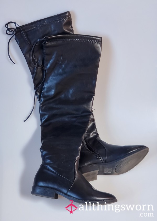 Charlotte Russe Over The Knee Faux Leather Riding Boots Size 9 EUC