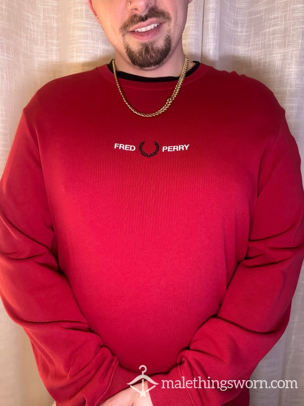 👑 CHAVY Fred Perry Red Gym Jumper 👑 - Extra Musk 💨