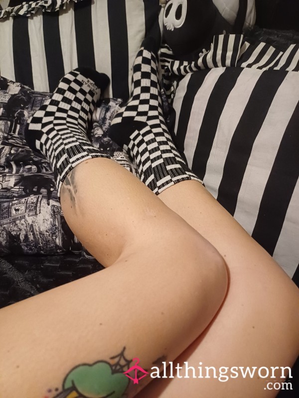 Checkerboard Worn Socks