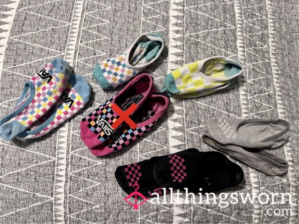 Checkered No-show Vans Socks (Well Worn)