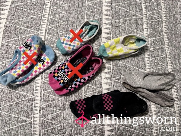 Checkered No-show Vans Socks (Well Worn)