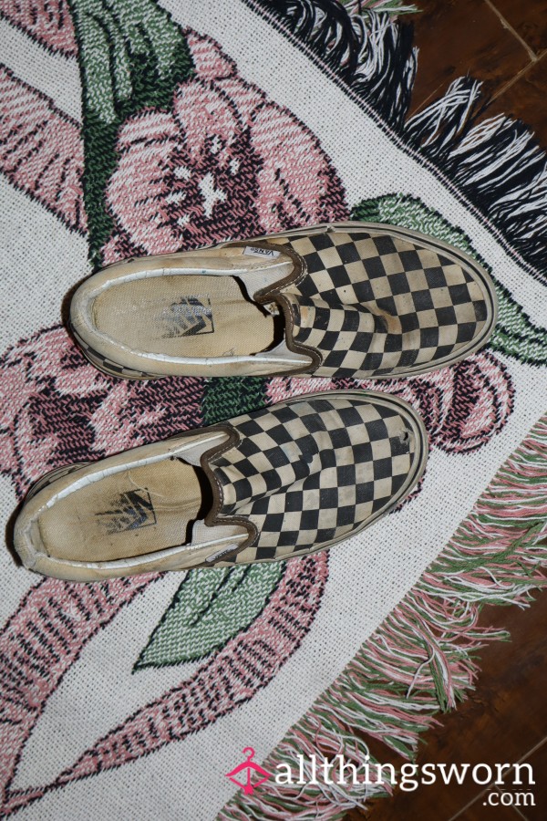 Checkered Slip On Vans Used & Sweaty