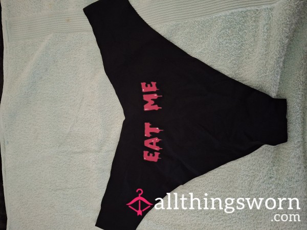 Cheeky Black "eat Me" Thong