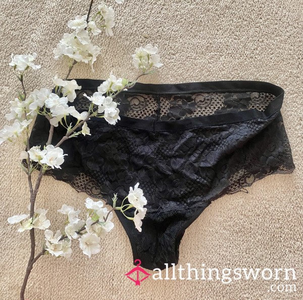 Cheeky Black Flor*l Lace Panties With 48hr Wear & Free Shipping In Canada