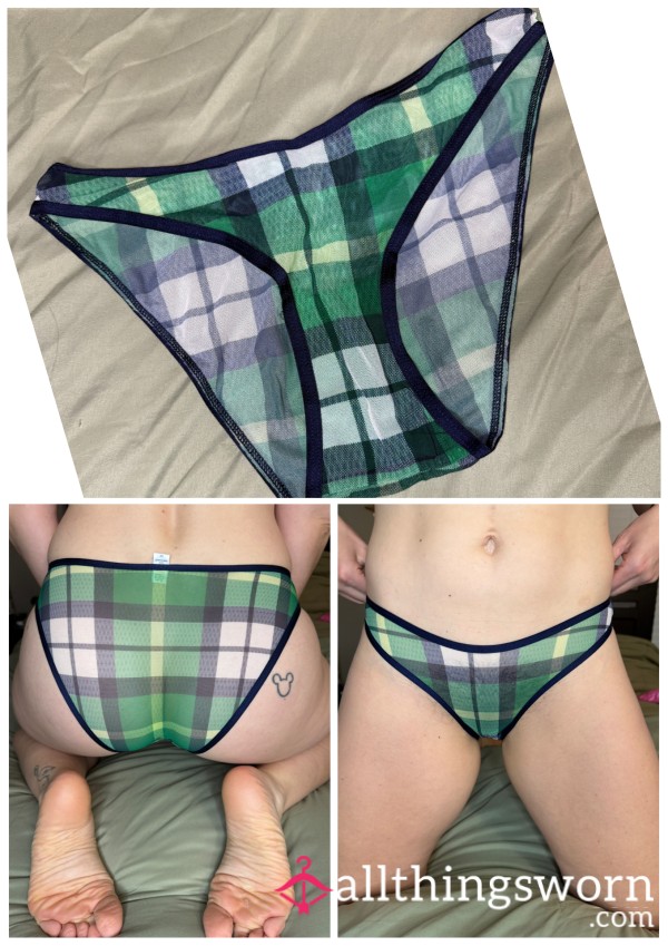 Cheeky Green Checkered Mesh Panty
