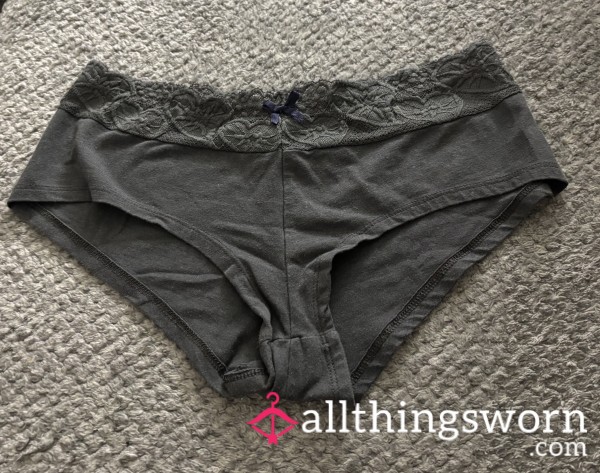 🩶 Cheeky Grey Panties - Worn For 24 Hours By College Freshman 🩶