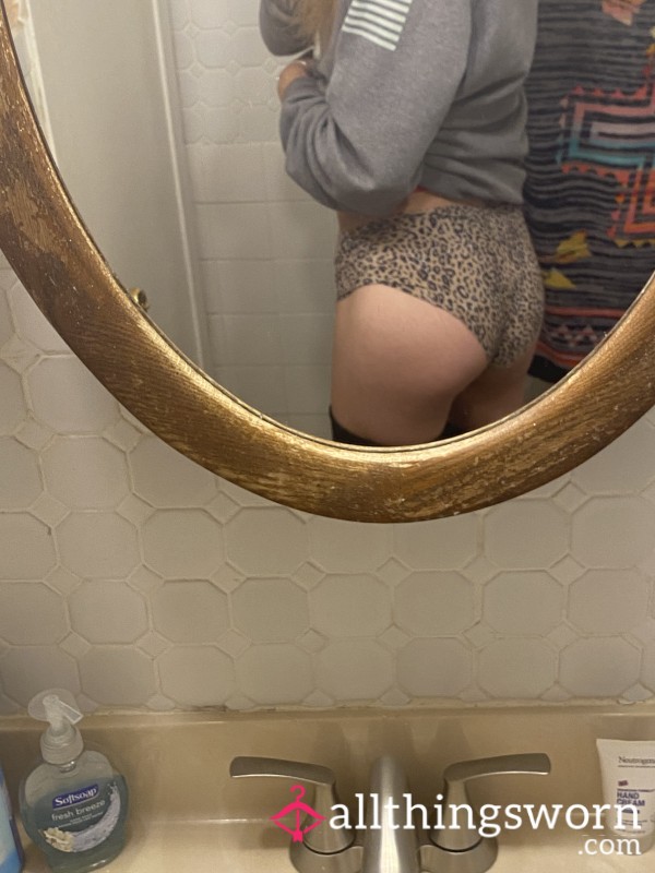 Cheetah Print Cheeky, Worn A Day And A Half Soaking😘🥵