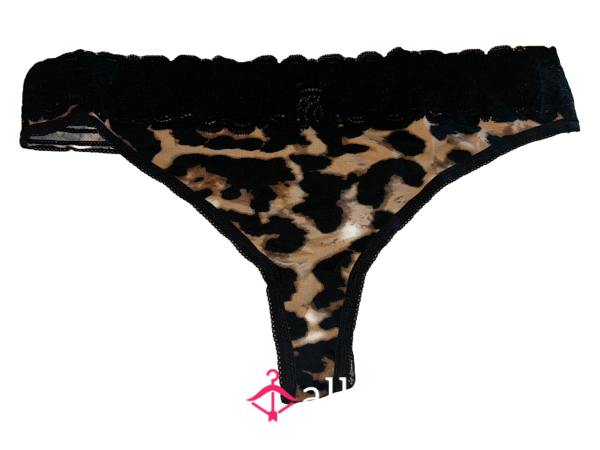 Cheetah Print Thong W/ Lace Waistband