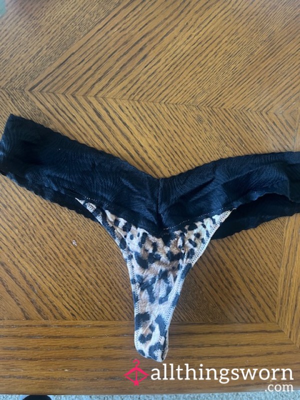Cheetah Print Thong With Black Waistband