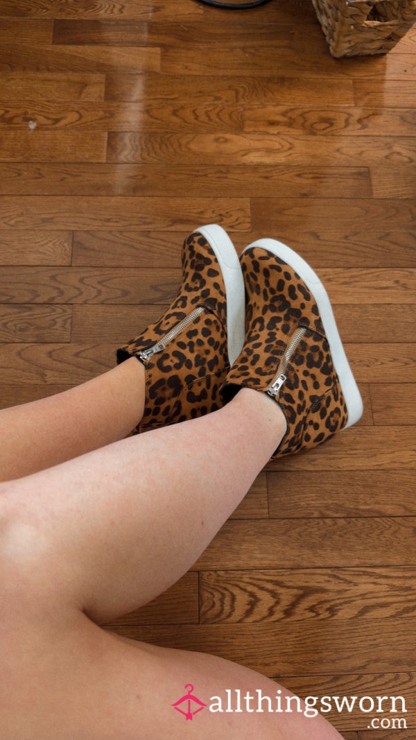 Cheetah Print Wedge Sneakers