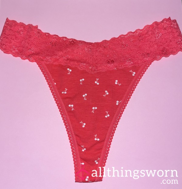 Gently Used Cherry Print Thong