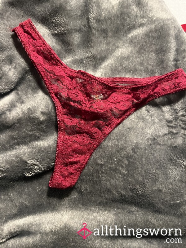 Cherry Red Lacy Thongs🖤