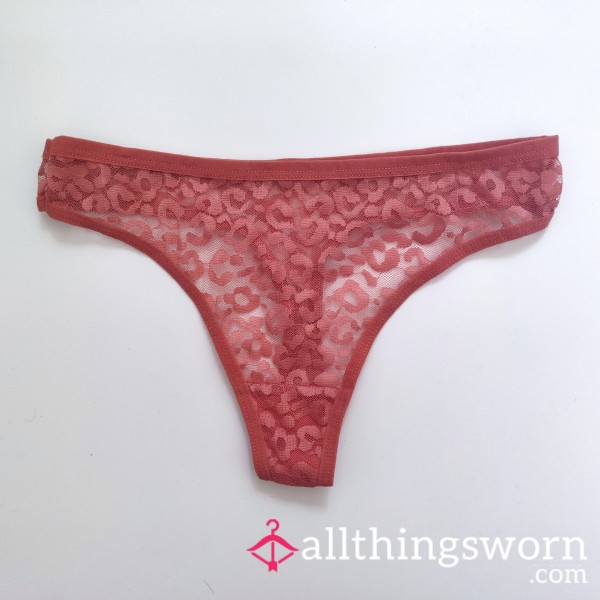 Cherry Red Leopard Lace Thong