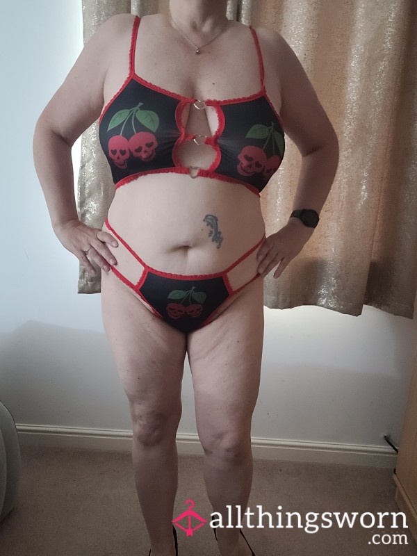 Cherry Skull Bra And Knickers
