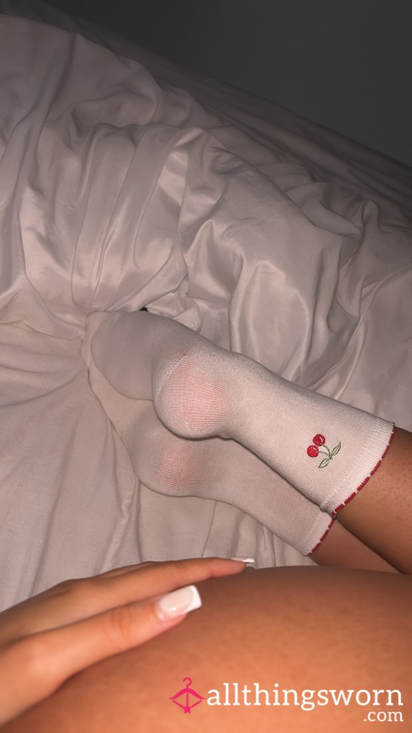 Cherry White Socks - Custom Worn
