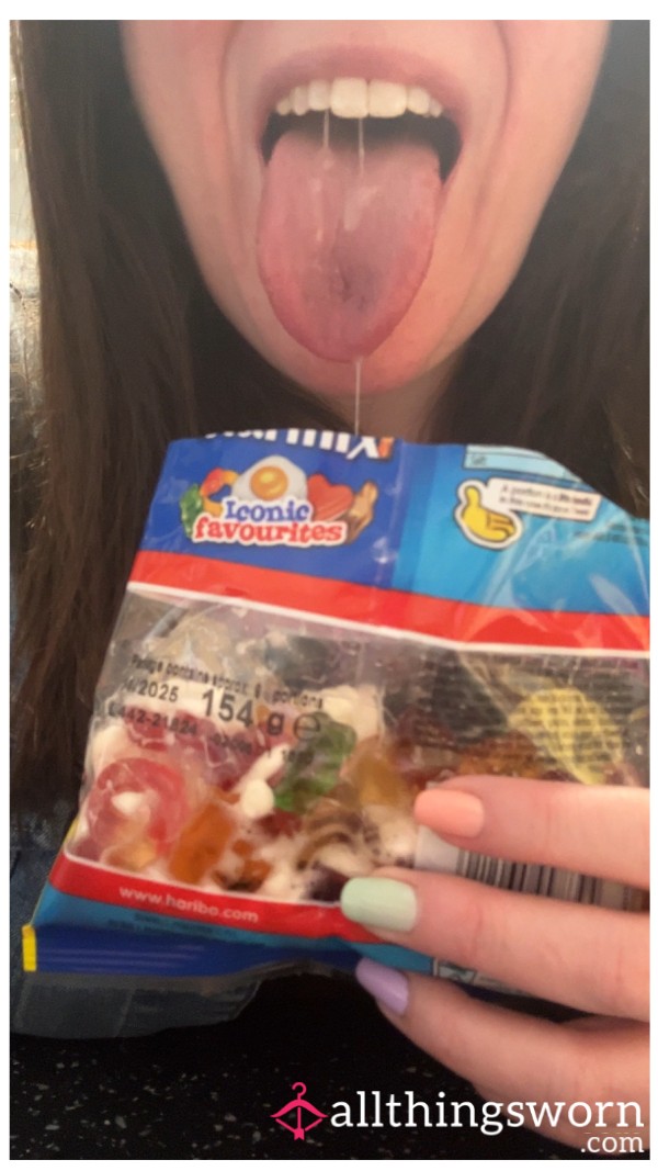 Chewing Sweets With Lots Of Sp*t