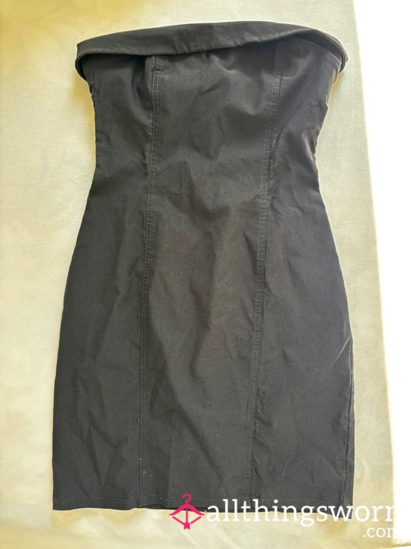Chic Black Strapless Mini Dress – Size 36 (S)