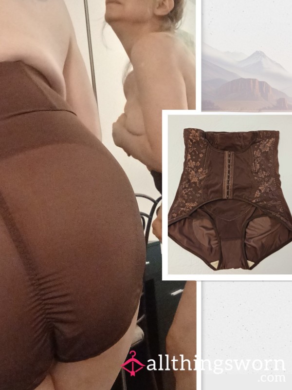 Chocolate Brown Full Back Waist Cincher With Hook And Eye Front Closure
