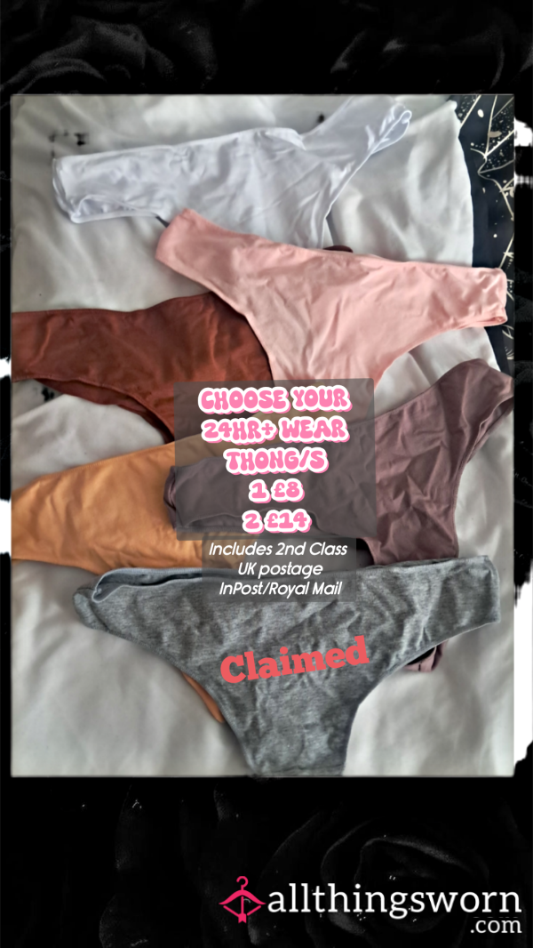 Choose Your Cute Cotton Thong - Worn 24 Hours+