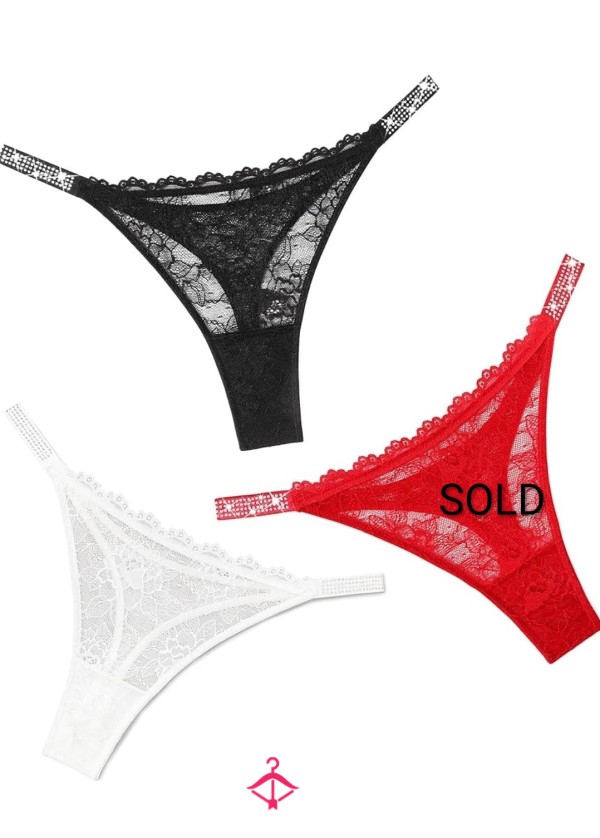 💋 Choose Your Favorite 💎 Made-to-Order Worn Lace Thong – Black, Red, Or White ✨