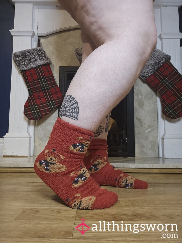 🎅 Christmas Teddy Bear Fluffy Socks