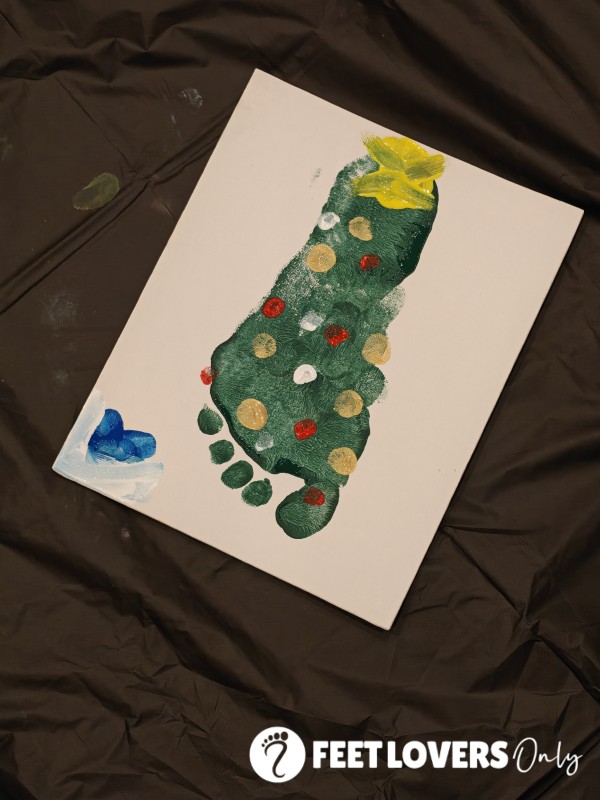 Christmas Tree Footprint Painted Canvas