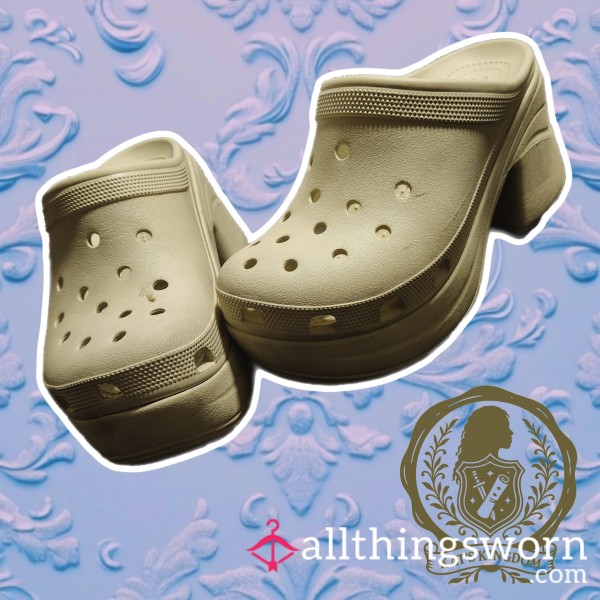 Chunky Croc Queen Heels 👡👑 | Tan Crocs Siren Clogs