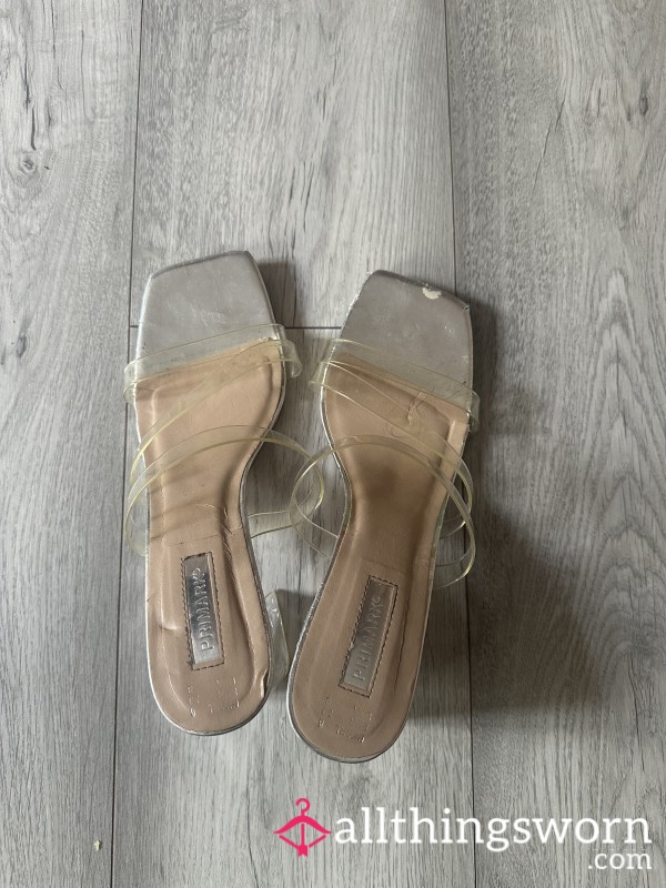 Claim My Worn Silver Block Heels