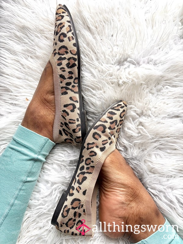 Claire Knit Leopard Print Ballet Flats